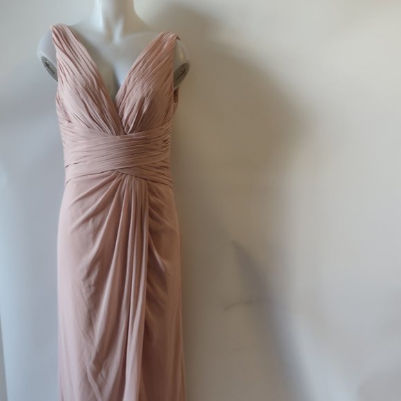 NWT WOMENS WATTERS & WATTERS BLUSH PINK PLEATED SLEEVELESS GOWN 10 * - Picture 7 of 14